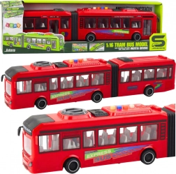 Autobus articulé 1:16 avec lumières, sons et portes ouvrantes – rouge