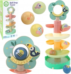 Piste à billes en spirale en bois WOOPIE GREEN, 6 éléments