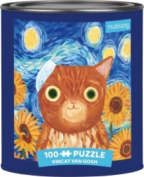 Puzzle Vincent van Gogh chats artistiques 100 pièces en boîte métallique