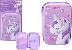 Grande trousse violette avec licorne 3D, dépliante 23 × 15 × 5 cm
