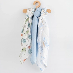 Couches en coton imprimées NEW BABY 70 × 80 cm, lot de 3 – pour garçons