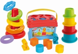 Ensemble de jeu 3 en 1 - boîtes d'encastrement, pyramide et gobelets