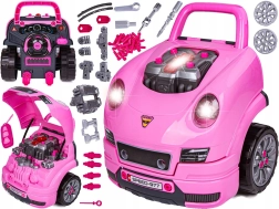 Voiture rose pour petit mécanicien avec cockpit interactif et télécommande, 3+