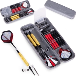 Set de 3 fléchettes métalliques pour cibles en sisal 17 g avec corps en laiton et étui