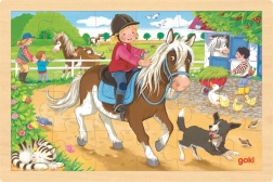 Puzzle en bois Ferme avec poneys Goki
