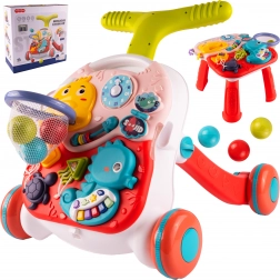 Trottinette pousseur 3-en-1 avec panier de basket Dino