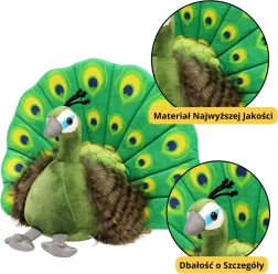 Jouet en peluche Paon Élégant vert 30 cm