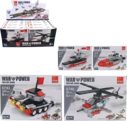 Jeu de construction de matériel militaire, 8 pièces en présentoir