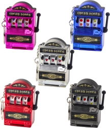 Porte-clés mini machine à sous, levier mobile, assortiment de couleurs