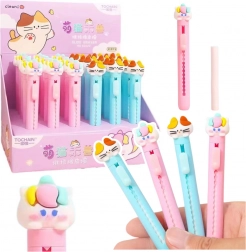 Gomme coulissante avec figurine de chat bleu rose