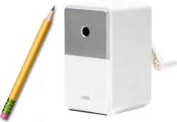 Taille-crayon manuel avec récipient et réglage de lame blanc