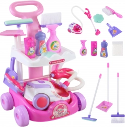 Woopie chariot de ménage pour enfants avec aspirateur et fonction d’aspiration, 11 accessoires