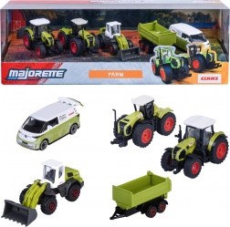 Majorette Claas Farm set de 5 véhicules – tracteurs, remorque et Volkswagen