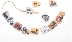 Cubika pastels véhicules à enfiler – set d’enfilage en bois
