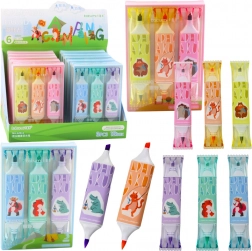 Ensemble de surligneurs à motif animal, rose et bleu, deux pointes, 3 pcs