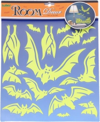 Autocollants muraux lumineux Chauves-souris Halloween 38 × 31 cm