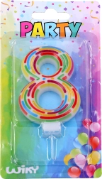 Bougie de fête pour gâteau chiffre 8 avec support