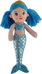 Sirène en peluche 30 cm bleue