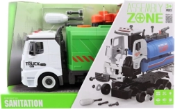 Camion poubelle à visser avec piles et mécanisme à inertie