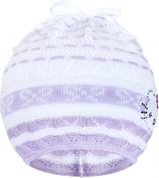 Bonnet-écharpe tricoté avec chat violet