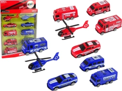 coffret de 10 véhicules de secours police et pompiers