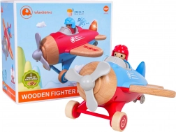 Avion bleu en bois avec lumières et sons