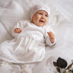 Ensemble de baptême EKO pour fille avec robe et bonnet, taille 62