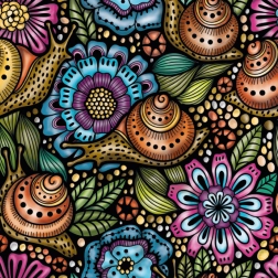 Puzzle carré Q Life : escargots sur des fleurs, 72 pièces