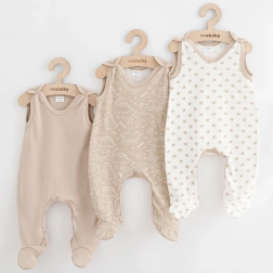 grenouillères pour bébé New Baby Classic II uni, lot de 3, beige, taille 68 (4–6 mois)