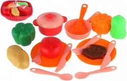 Set de vaisselle pour enfants dans un panier avec accessoires