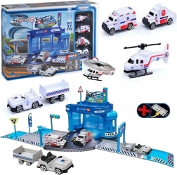 Woopie set thématique station de police à l’aéroport avec voitures et hélicoptère, 37 pièces