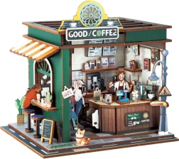 Maquette en bois 3D café avec effets lumineux 14,5 × 16 × 15,8 cm
