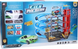 Station de stationnement avec 6 voitures métalliques 55x40x44 cm