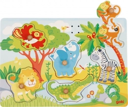 Goki puzzle sonore en bois animaux du zoo