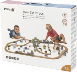 Circuit de train en bois POLARB, 90 pièces