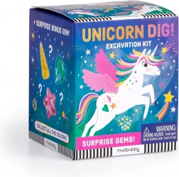 Coffret archéologique MUDPUPPY Licorne – pierre en forme de cœur avec gemmes