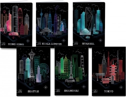 Cahier scolaire A4 Premium Metallic avec motif de villes