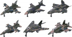 Chasseur en métal et plastique 12 cm à rétrofriction, assortiment de 6 pièces en boîte