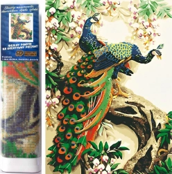 Peinture diamant Le Paon majestueux 30 × 40 cm