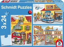 Puzzle de la police, des pompiers et des secouristes 3x24 pièces