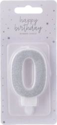 Bougie de gâteau chiffre 0 argentée 7 cm