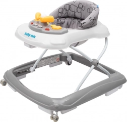 Trotteur pour enfant Baby Mix avec volant et roulettes en silicone – gris foncé