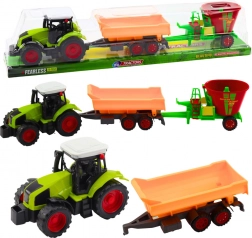 tracteur avec remorque basculante et mélangeuse d’alimentation – ensemble pour petits fermiers