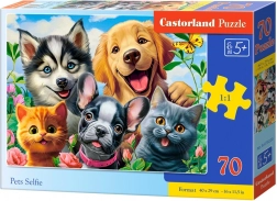 Puzzle 70 pièces Selfie Chien et Chat