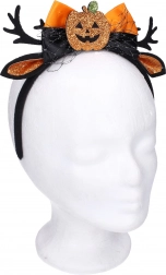 Serre-tête de carnaval avec oreilles et décoration citrouille
