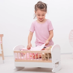 Berceau en bois pour poupées avec matelas, couette et petit oreiller