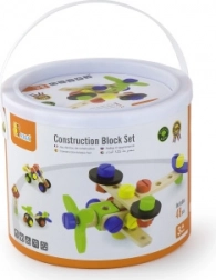 Jeu de construction en bois type constructeur dans un seau, 48 pièces (3+)