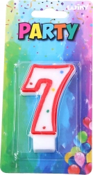 Bougie de fête chiffre sept rouge