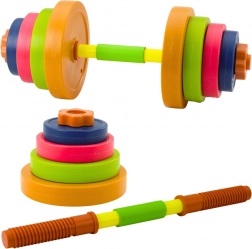 Haltère colorée pour enfants avec disques en plastique et poignée antidérapante en mousse