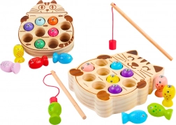 Jeu de pêche en bois avec 2 cannes